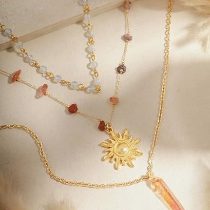 Vintage Boho Layered Sun Necklace