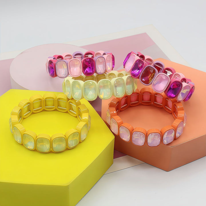 Vintage Y2K Crystal Enamel Stretch Bracelet