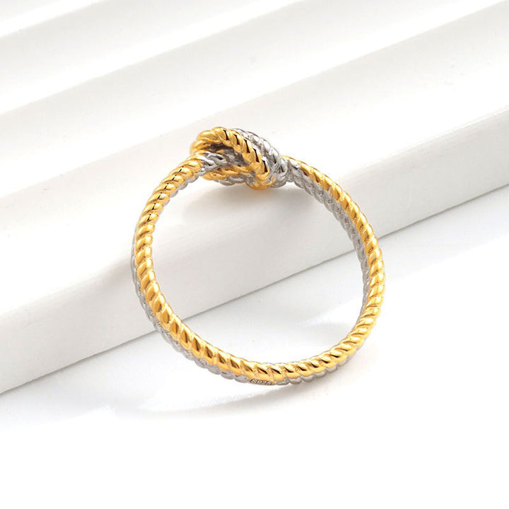 French Two-Tone Twisted Rope Knot Ring