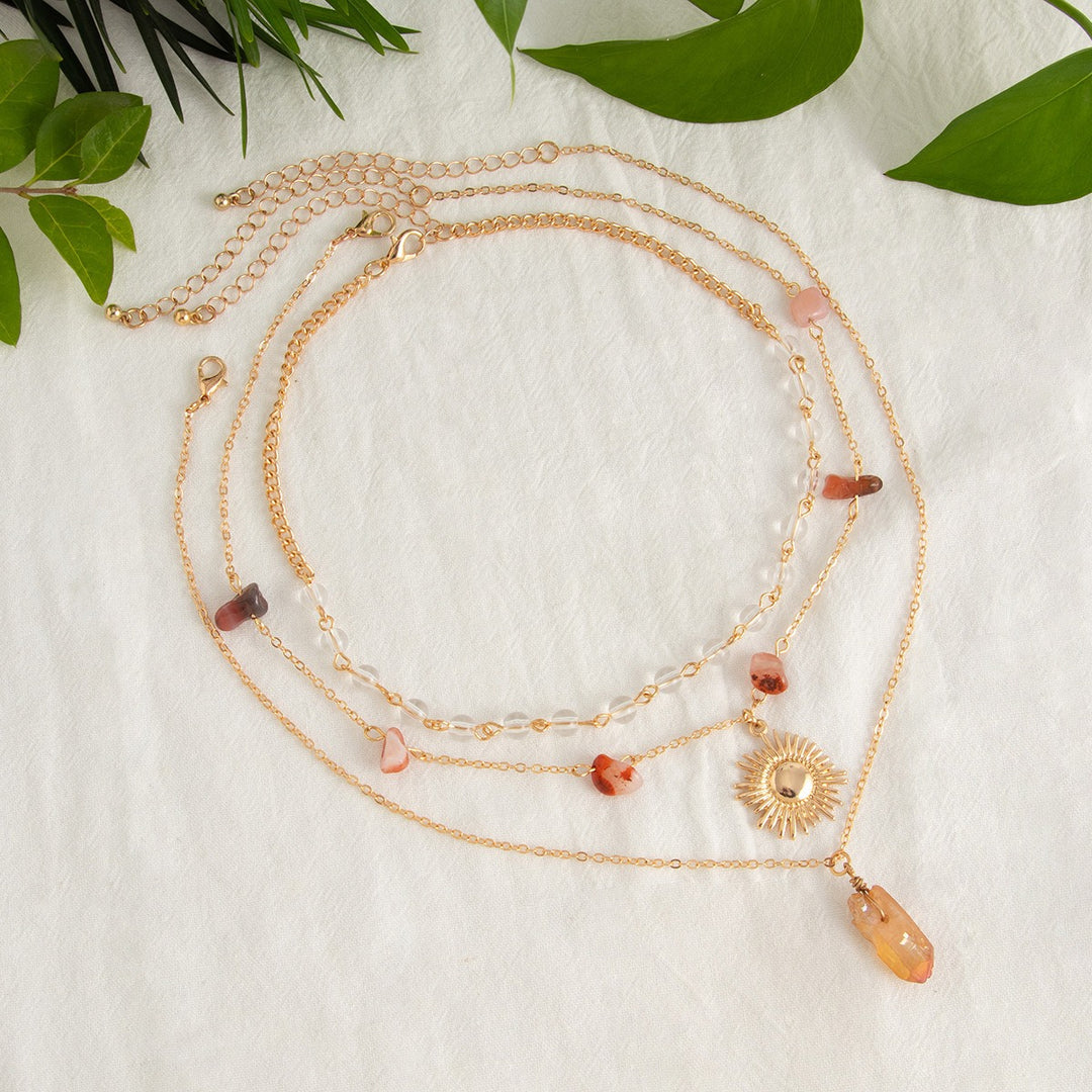 Vintage Boho Layered Sun Necklace