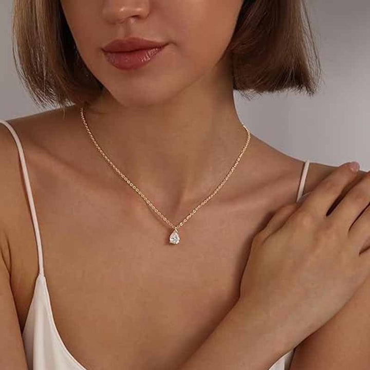 Classic Teardrop · S925 Sterling Silver Pear-Cut Solitaire Necklace