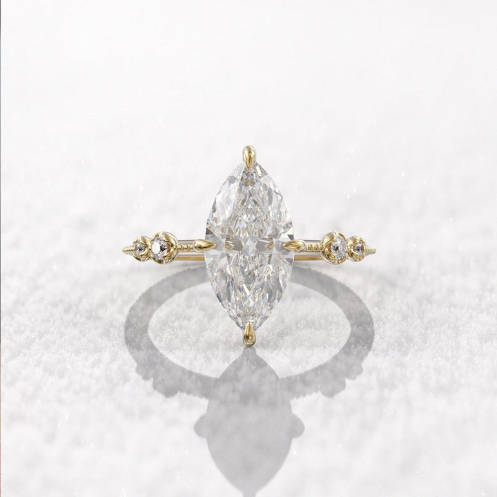 S925 Silver Marquise Cut Ring | Vintage Milgrain Accent Band