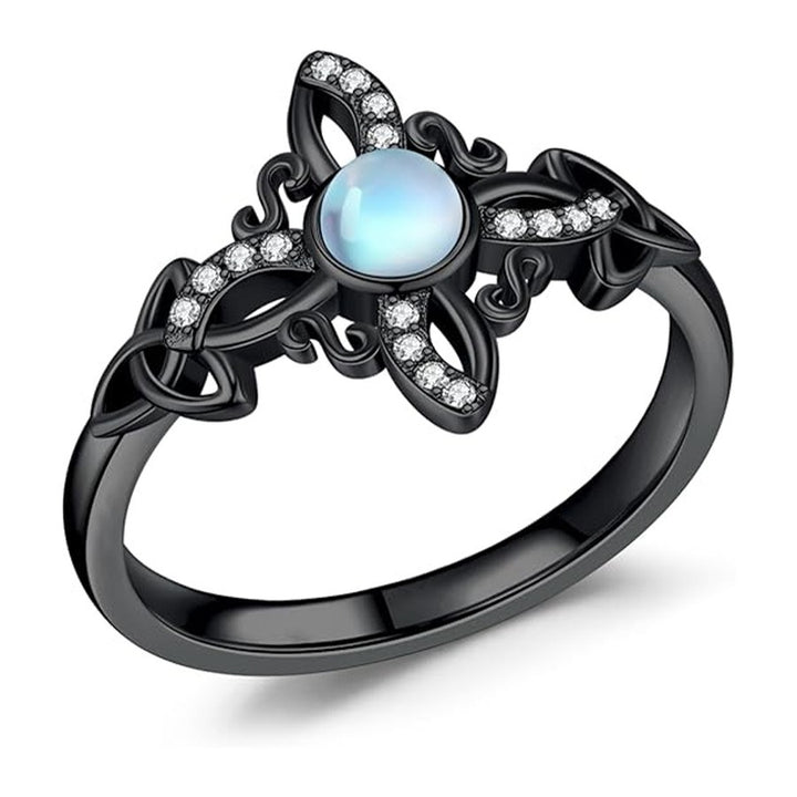 Celtic Guardian Totem S925 Sterling Silver Witch's Knot Moonstone Ring