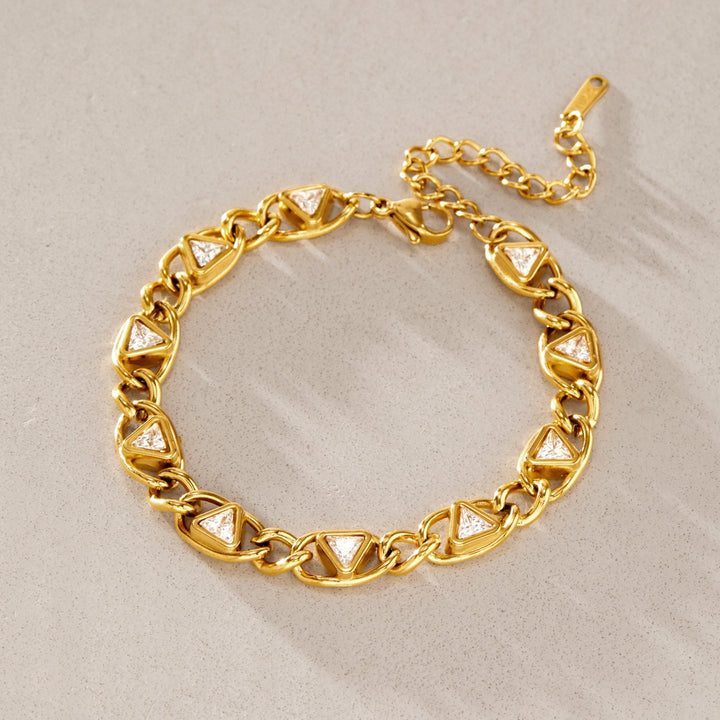 18K Gold Geometric Triangle & Classic Tennis Bracelet