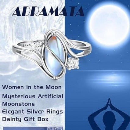 S925 Sterling Silver Rainbow Moonstone Ring | Balance Feminine Power | Spiritual Shield for Everyday