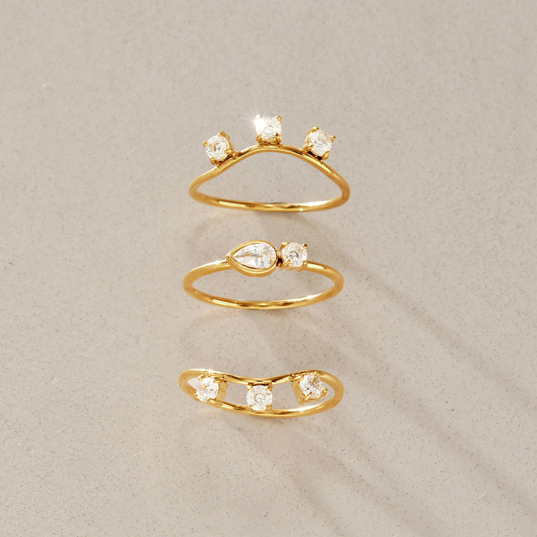 18K Gold Stacking Ring Set (3-Piece)