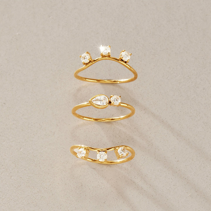 18K Gold Stacking Ring Set (3-Piece)