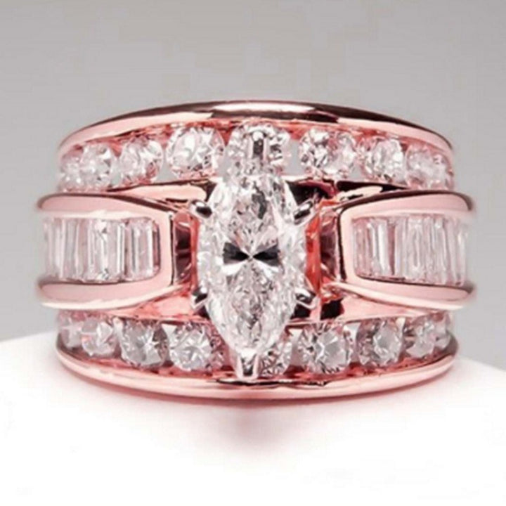 Vintage Wide Marquise Statement Mixed-Cut Pave Bands Ring