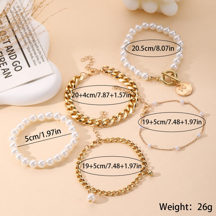 18K Gold Vintage Pearl Bracelet Set