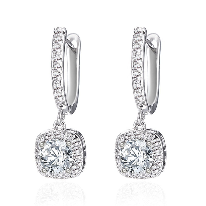 Halo-Set Moissanite Drop Earrings