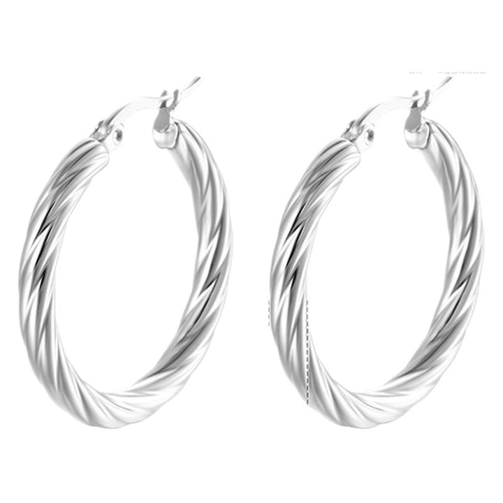 18K Gold/Silver Multi-Size Textured Hoop Earrings