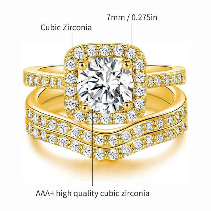 「Cushion Glow」3-Piece Stackable Ring Set