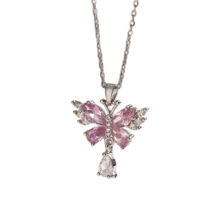 S925 Sterling Silver Butterfly Teardrop Necklace