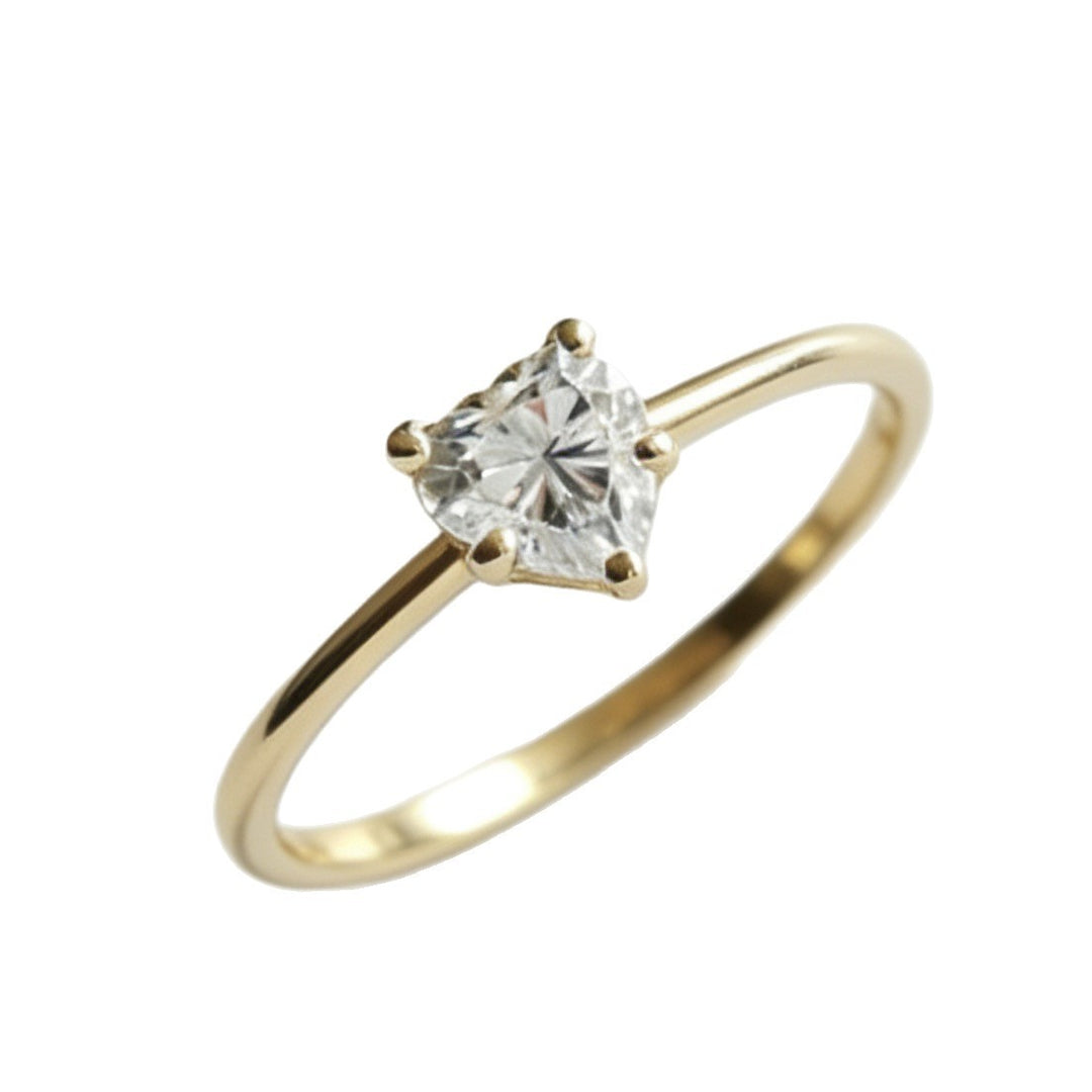 First Heart 14K Gold Minimalist Heart Solitaire Ring