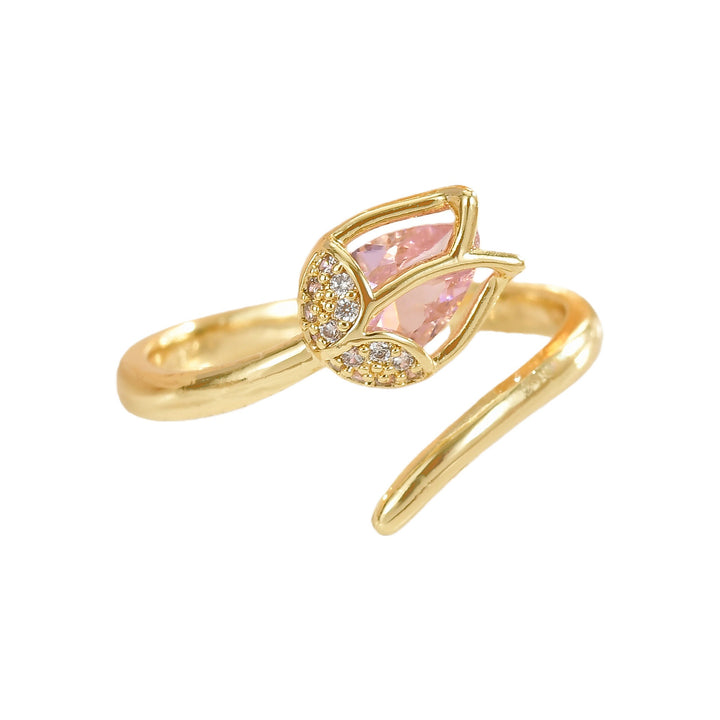 Spring Tulip 18K Gold Adjustable Open Ring