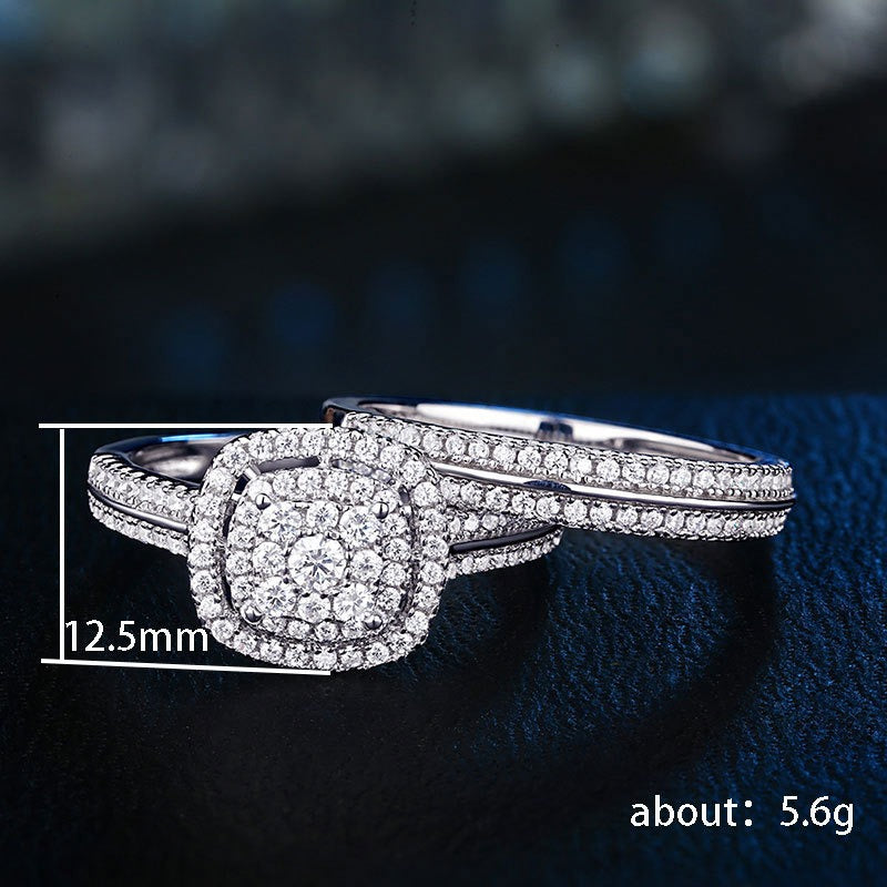 Stellar Cushion Halo Bridal Ring Set