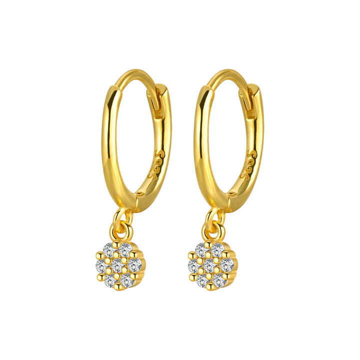 Mini Daisy Cluster Huggie Hoop Earrings