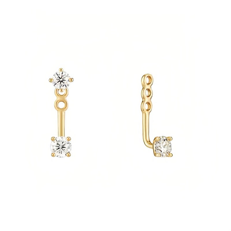 14K Gold 2-in-1 Detachable Front-Back Stud Earrings