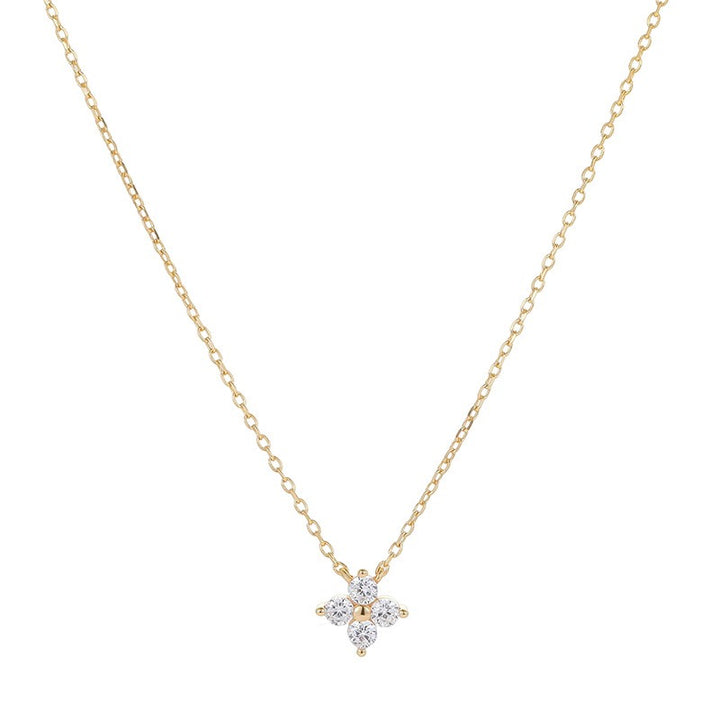 Lucky Four-Leaf Clover S925 Silver 14K Gold-Plated Mini Clavicle Necklace