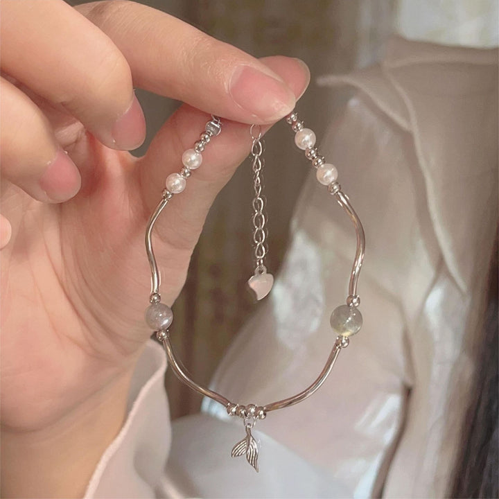 S925 Silver Platinum Plated Mermaid Tears 2-Piece Bracelet Set