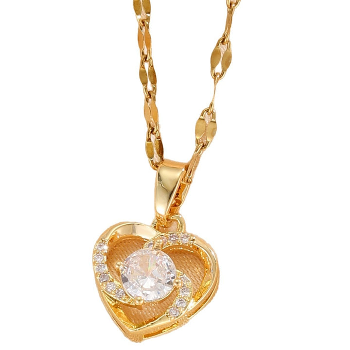 18K Gold Plated Eternal Heart Dancing CZ Pendant Necklace
