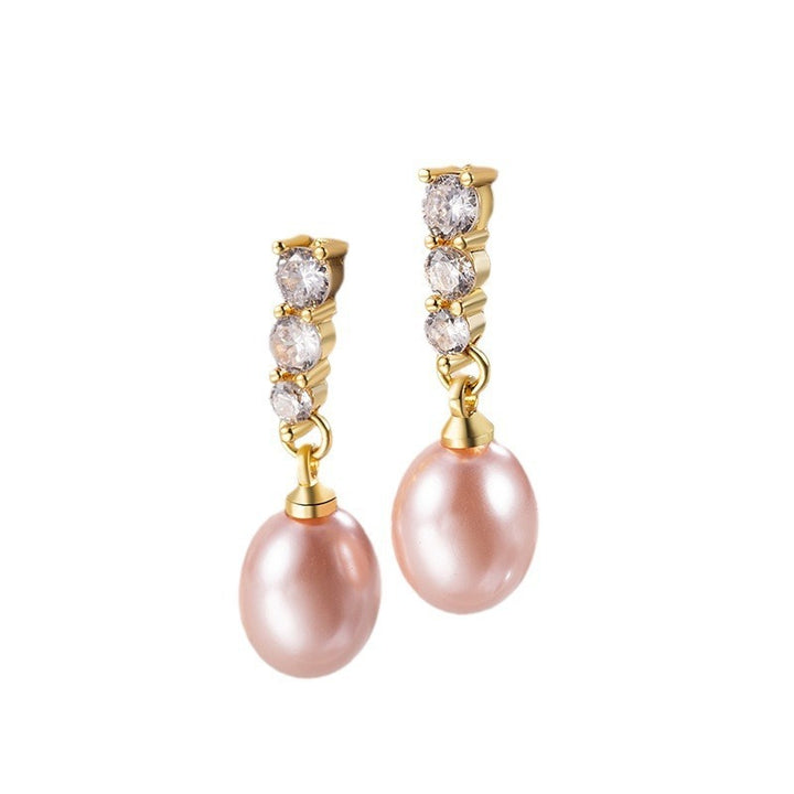 18K Gold Plated Dewdrop Gradient CZ Freshwater Pearl Drop Earrings