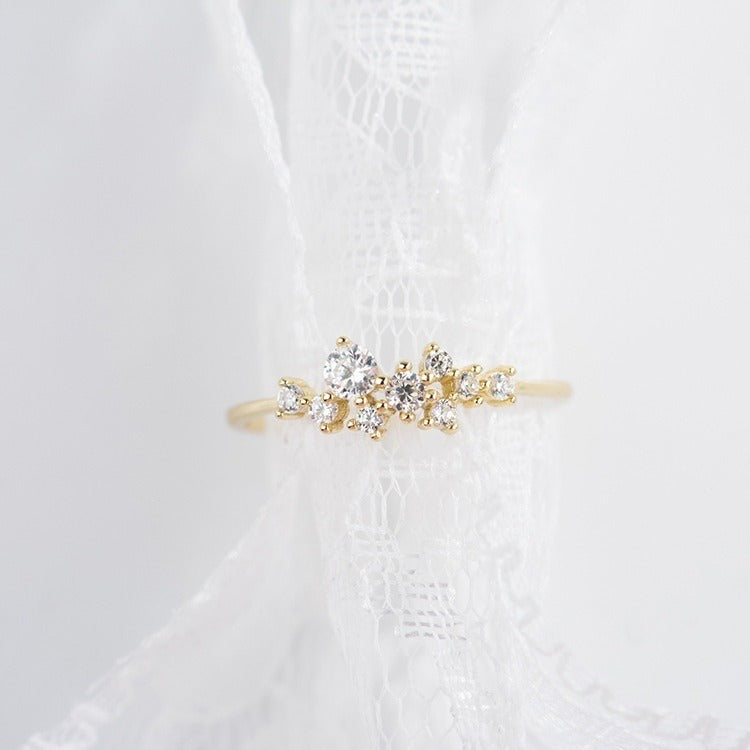 18K Gold Plated Dainty Star Cluster CZ Ring