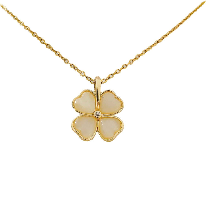 Lucky Four Leaf Clover Cat's Eye Necklace