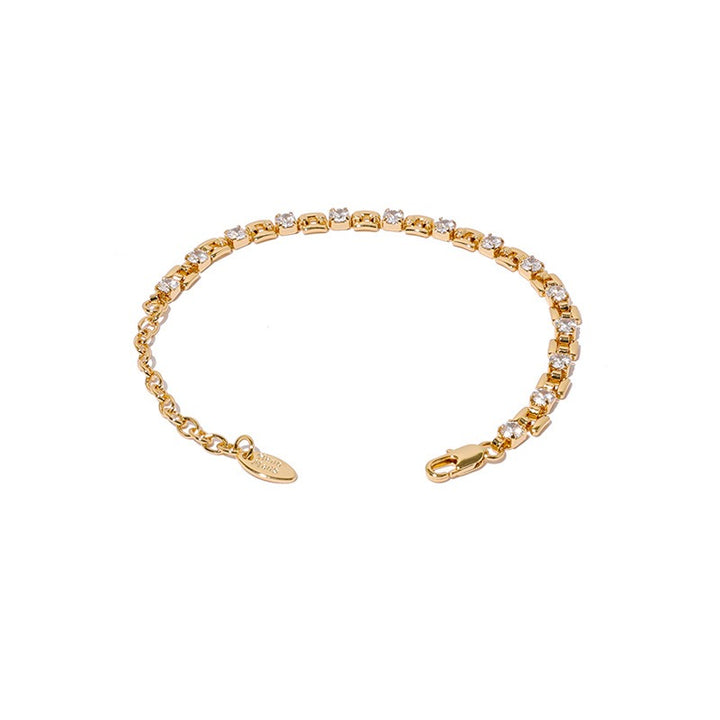 18K Gold Geometric Pavé Diamond Station Bracelet