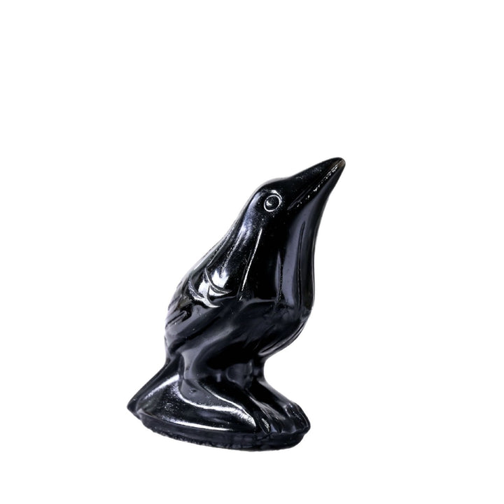 Raven Messenger Natural Black Obsidian Figurine