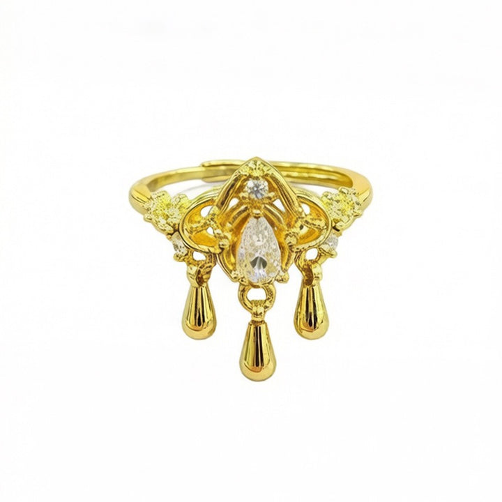 Vintage Court Lace Teardrop Tassel Adjustable Ring