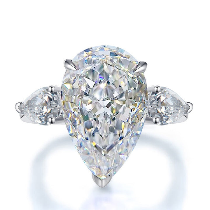 18K White Gold Three-Stone Moissanite Ring