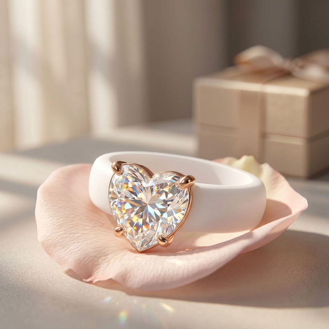Heart Cut CZ Silicone Band Ring