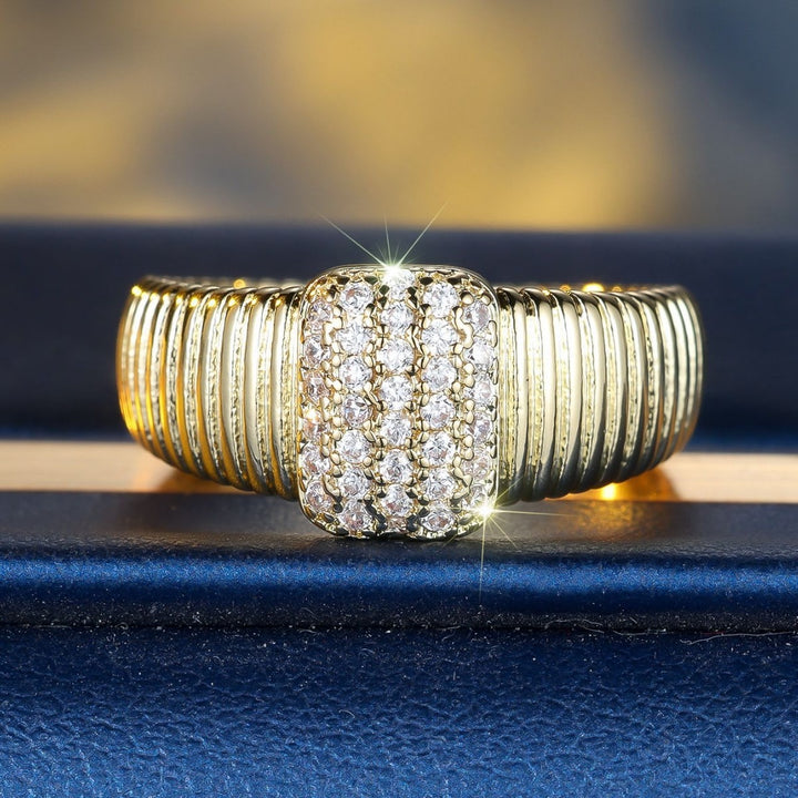 Vintage Fluted Pavé Square Signet Ring