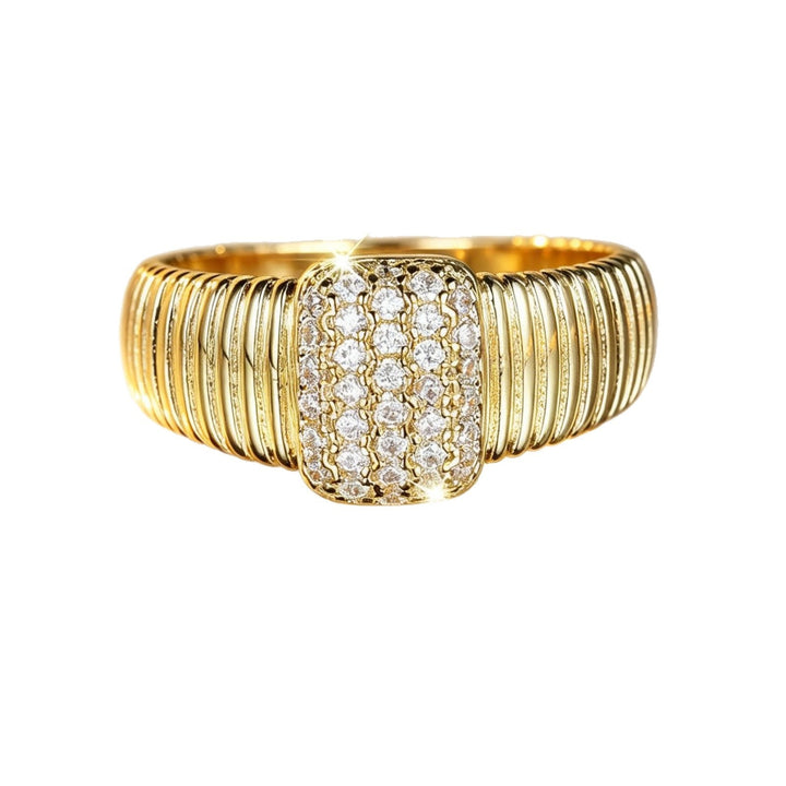 Vintage Fluted Pavé Square Signet Ring