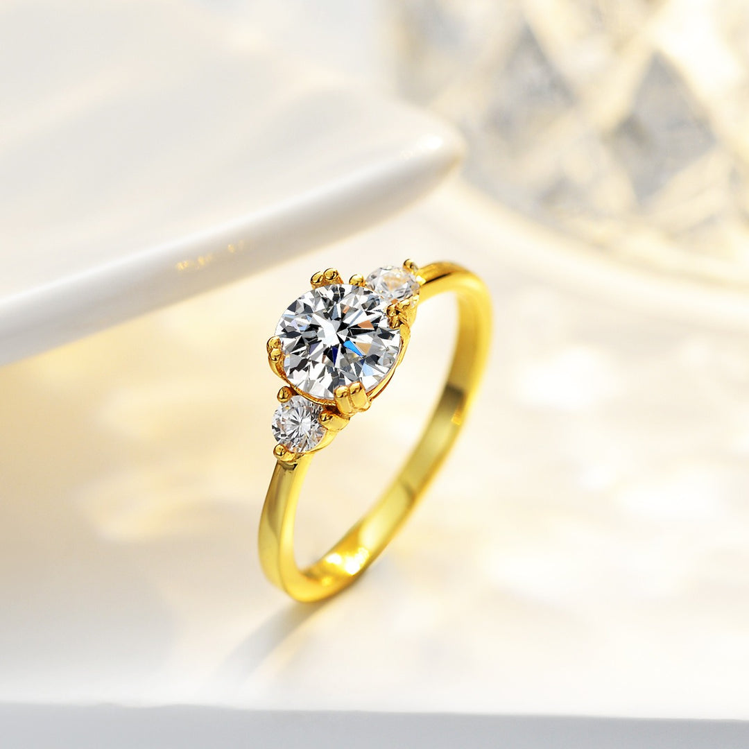 Classic Trilogy Three Stone Round Cut Ring