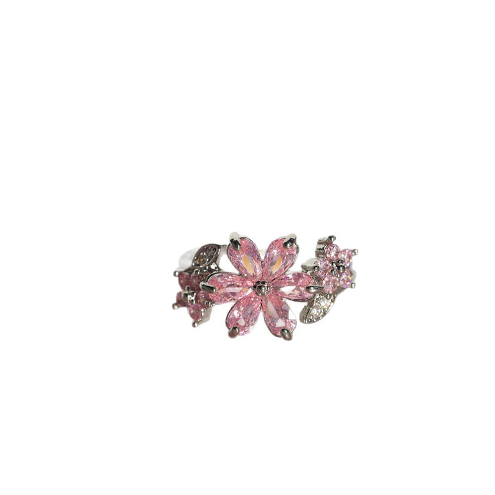S925 Sterling Silver Marquise CZ Cluster Flower Open Ring