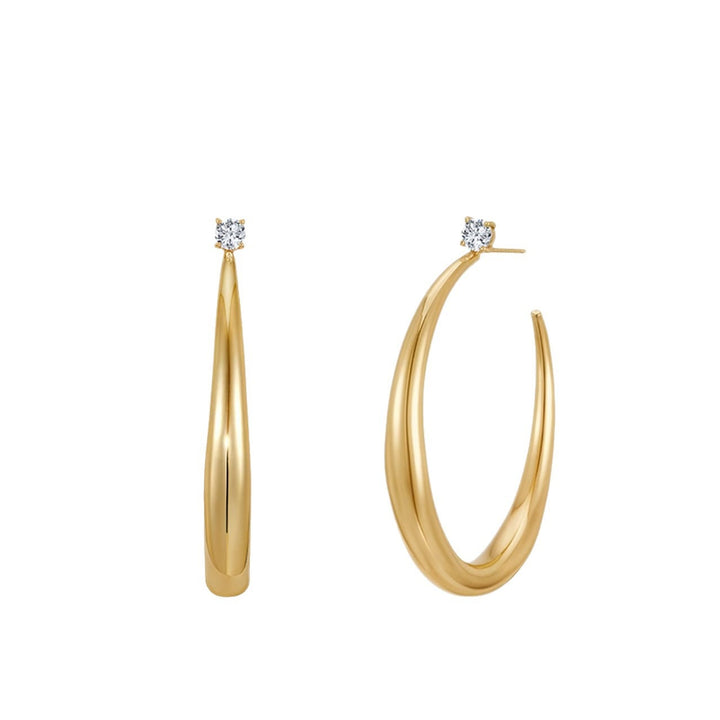 14K Gold Plated Moissanite Accent Teardrop Hoop Earrings