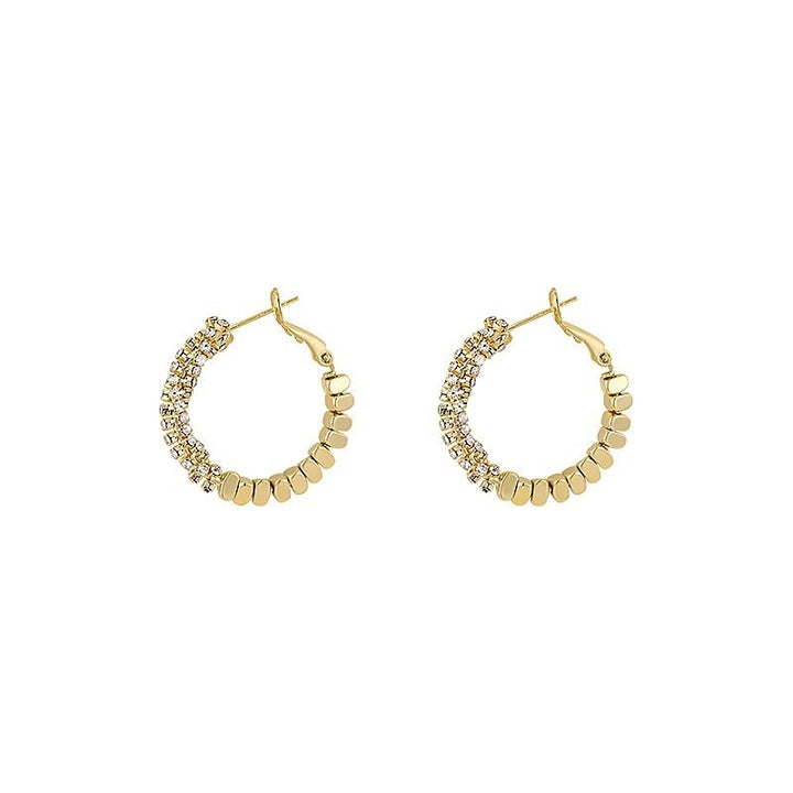14K Gold Plated / S925 Silver Half Pave Half Textured Disc Hoop Earrings