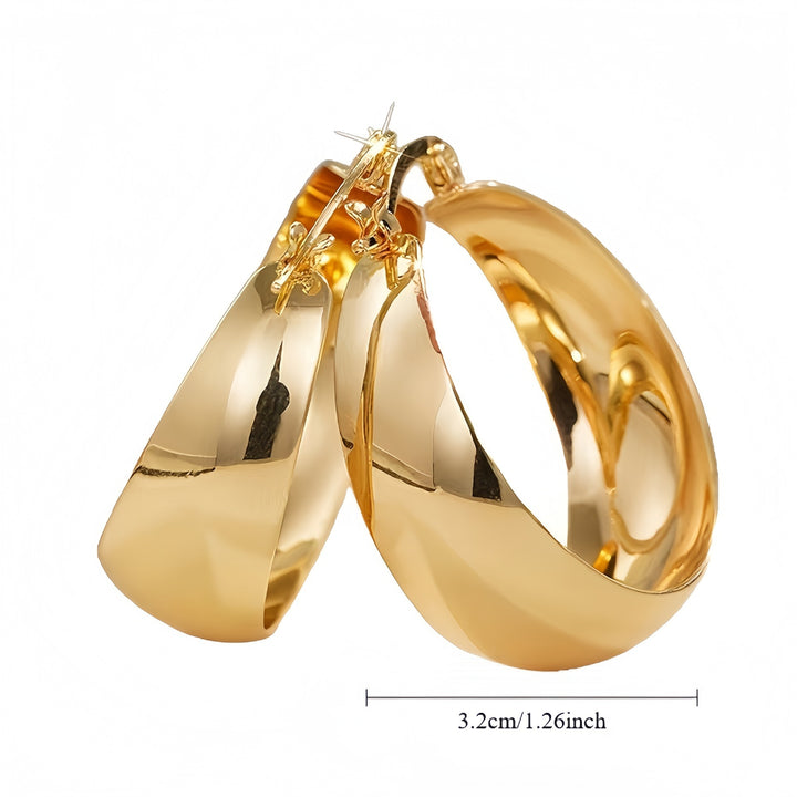 14K Gold Plated / S925 Sterling Silver Domed Chunky Hoop Earrings