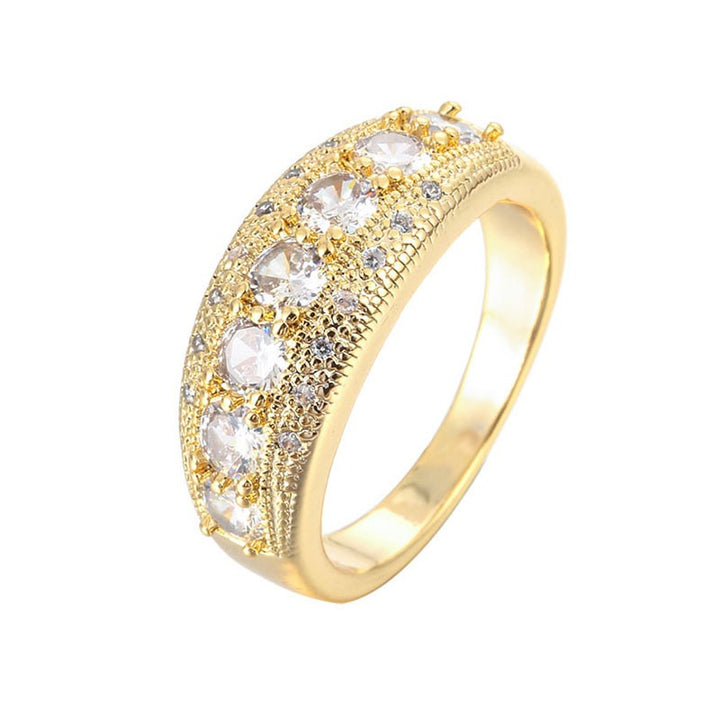S925 Sterling Silver Vintage Milgrain Seven-Stone Wide Band Ring