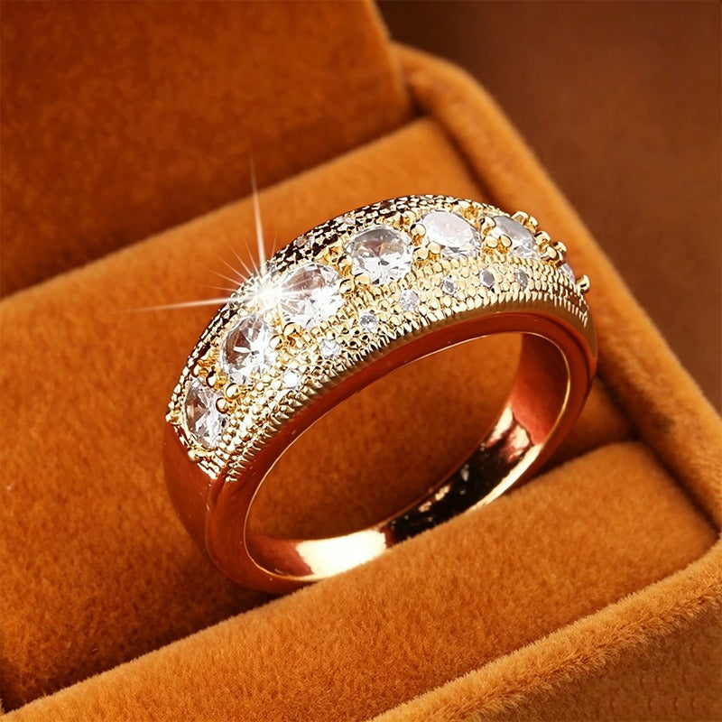S925 Sterling Silver Vintage Milgrain Seven-Stone Wide Band Ring