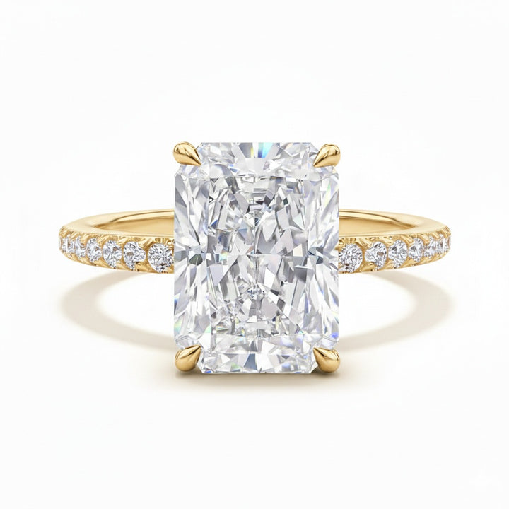 S925 Sterling Silver Radiant Cut Moissanite Four-Prong Ring