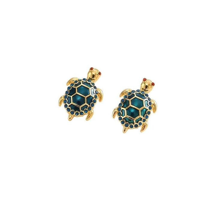 14K Gold Plated / S925 Sterling Silver Enamel Sea Turtle Stud Earrings