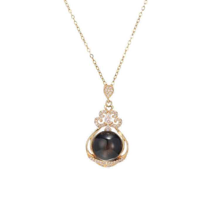 14K Gold Plated Peacock Green Pearl Cloud Pendant Necklace