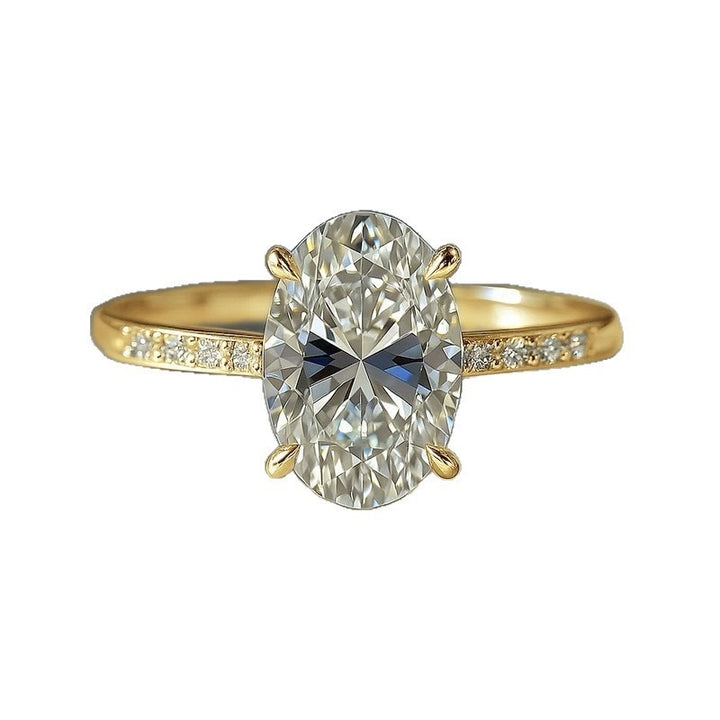 S925 Sterling Silver Oval-Cut Pavé Band Ring