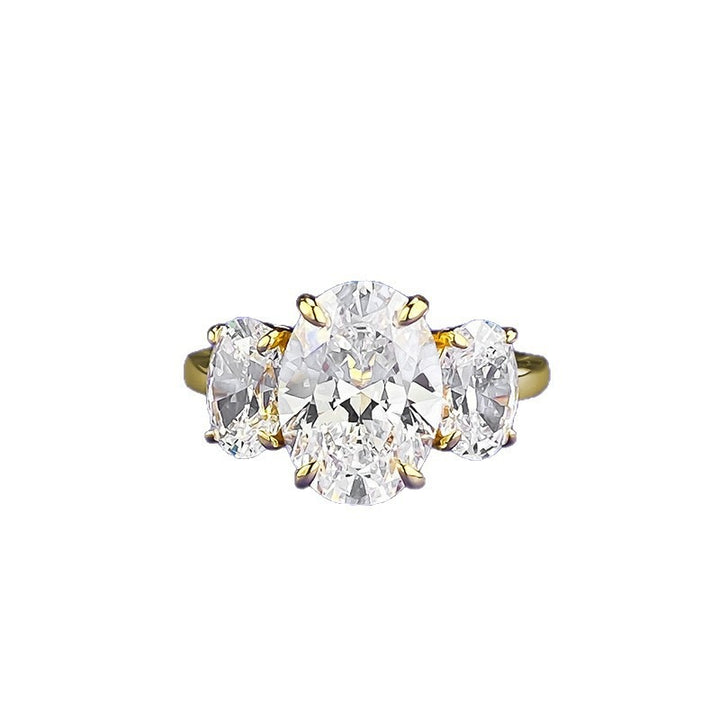Timeless Trio S925 Sterling Silver & 18K Gold Plated Three-Stone Ring