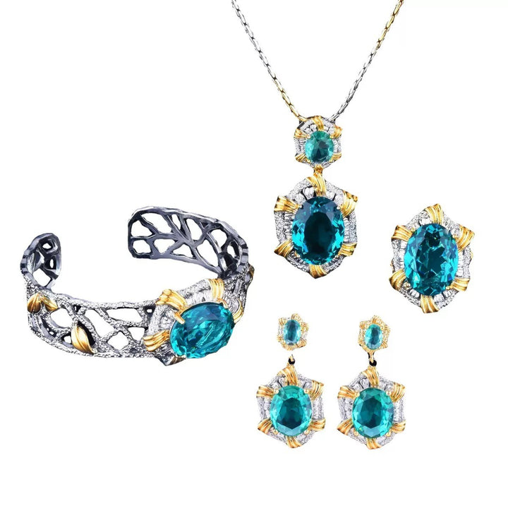 Two-Tone 18K Gold & S925 Silver Openwork Jewelry Set