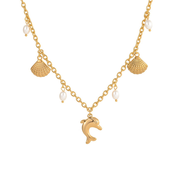 Summer Coastal Dream 18K Gold Ocean-Themed Charm Necklace