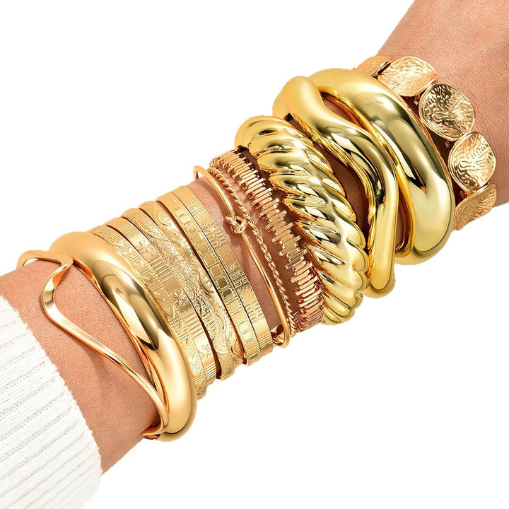 Golden Era 14K Gold Plated Multi-Layered Bracelet Stacking Set